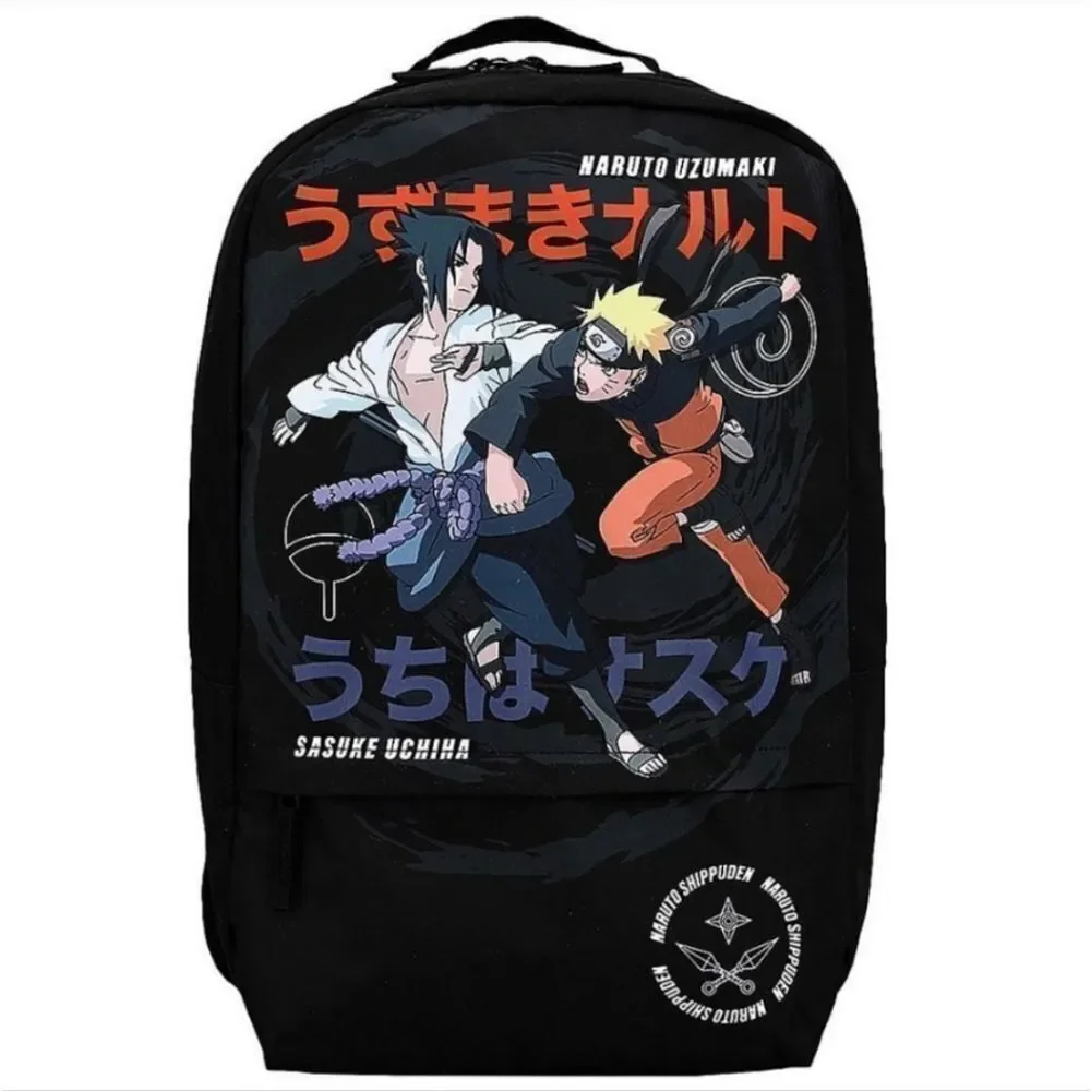 Naruto Uzumaki and Sasuke Uchiha Black Backpack